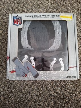 NFL Gray and White Colts Scarf & Gloves Set